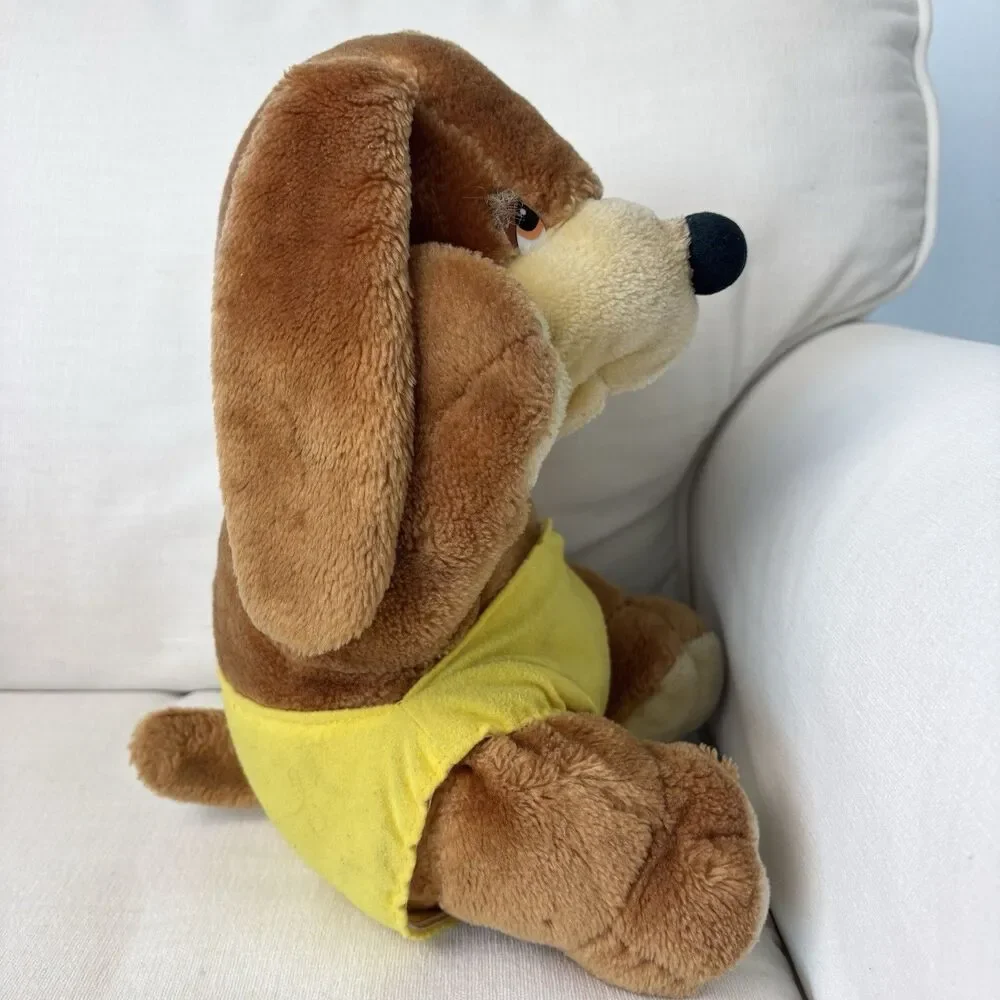 Vintage 1983 Sunburst Pets Brown Puppy Dog Plush Yellow Diaper Commonwealth 80s